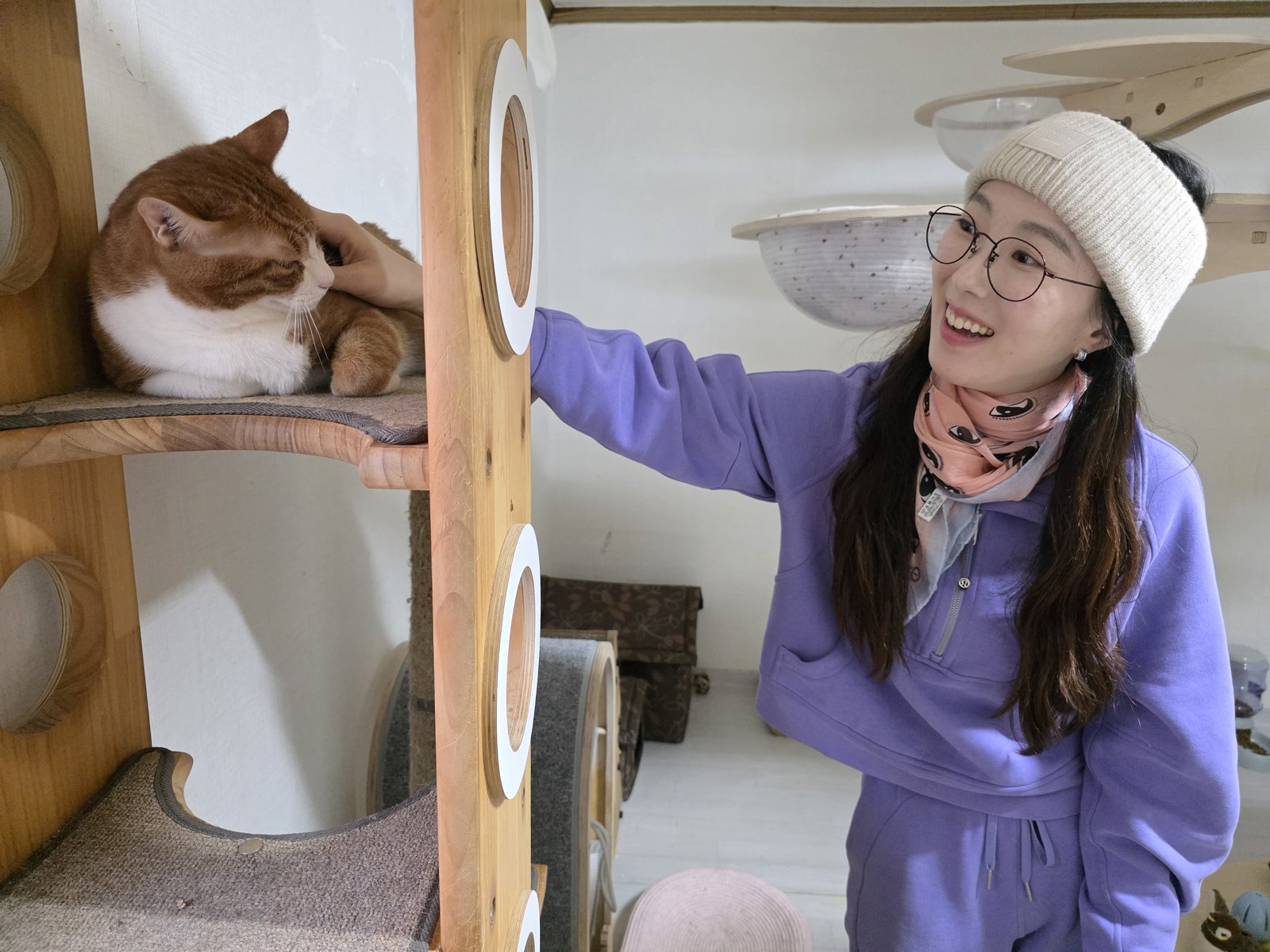Julie Choi with one of the rescued cats