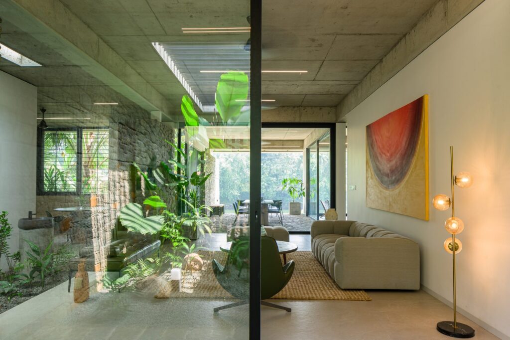 The family space beside a planted courtyard. Photo: Praveen Mohandas