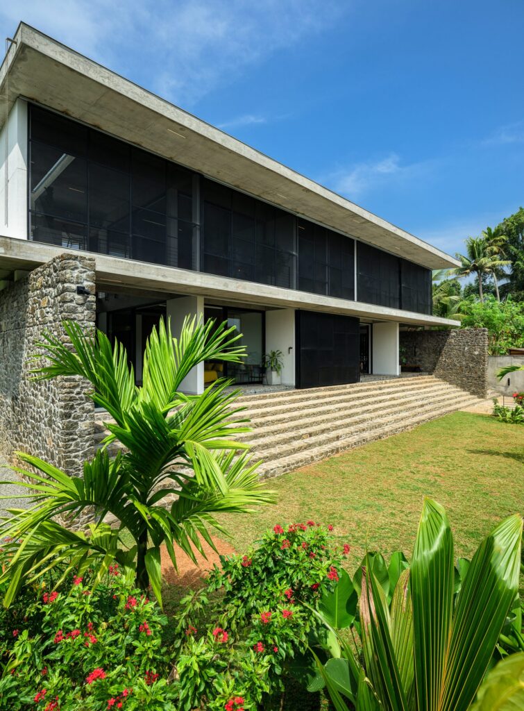 The riverfront elevation, with the steps designed to flood in the monsoon. Photo: Praveen Mohandas