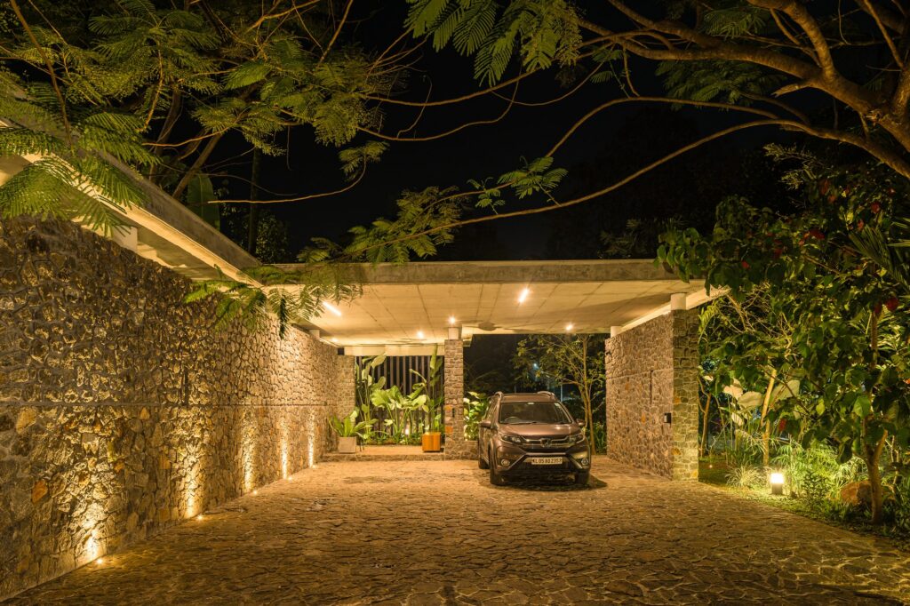 The car porch at night. Photo: Praveen Mohandas