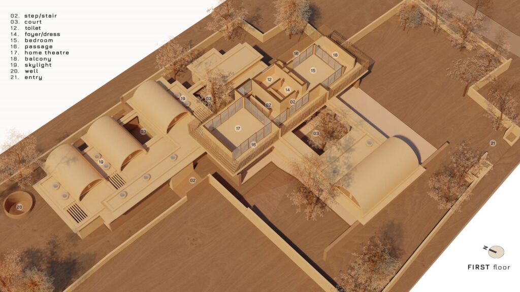 3D view of the first floor. Image: LIJO.RENY.architects