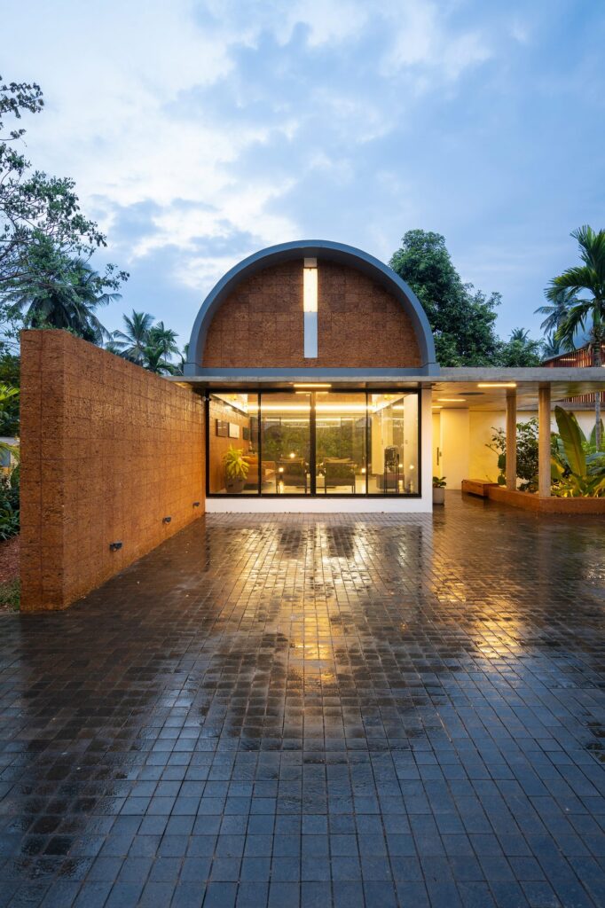 The vaulted formal living block at dusk. Photo: Turtle Arts Photography